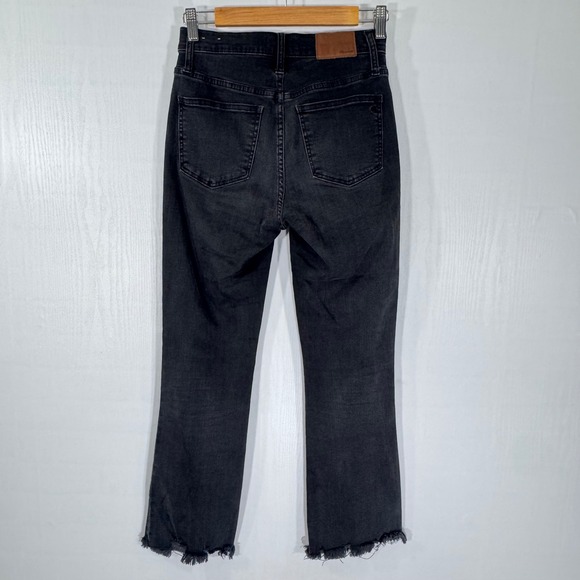 Madewell Cali Demi Boot Jeans Womens Size 25 Black Wash Frayed Hem - Picture 2 of 11